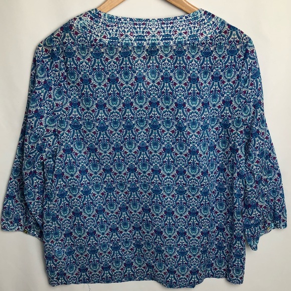 Talbots Blue Paisley Blouse Medium Petite - Picture 4 of 4